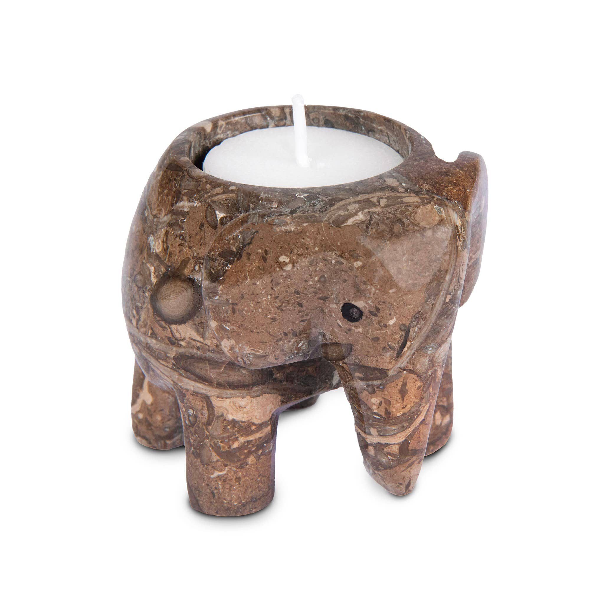 British Fossils – wholesale Candle holder – Marble 3" Elephant Tea-Light Holders1