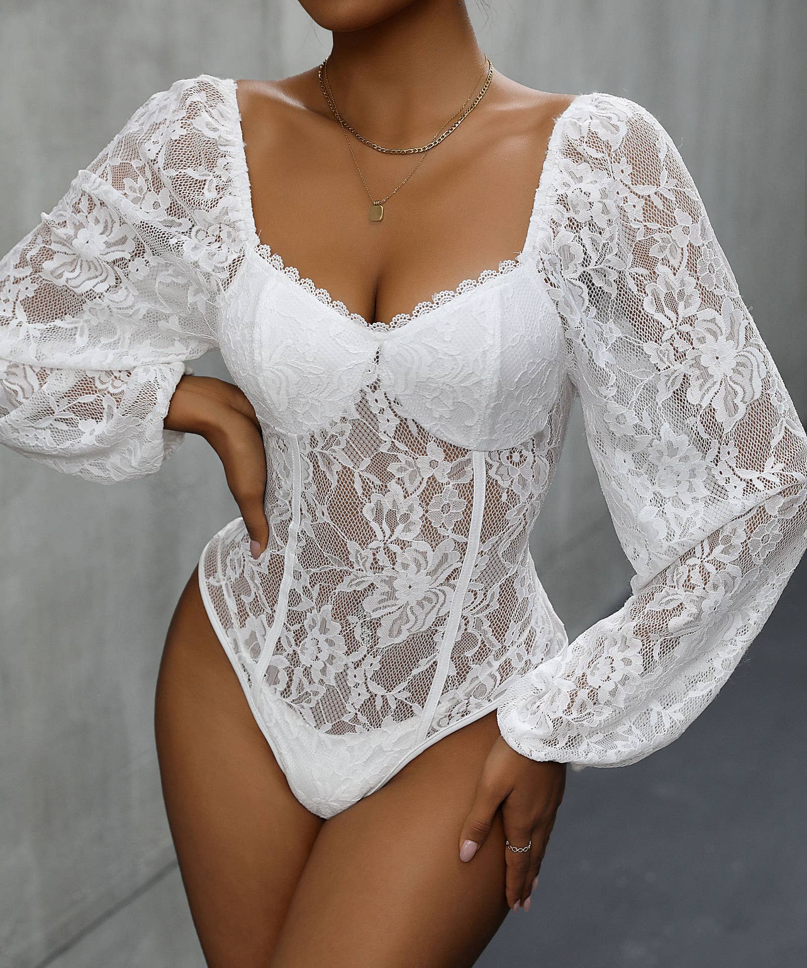 YNIQUE – Engroshandel Bodysuit undertøj - Dame – Dame Langærmet Bodystocking Blonde Toppe6