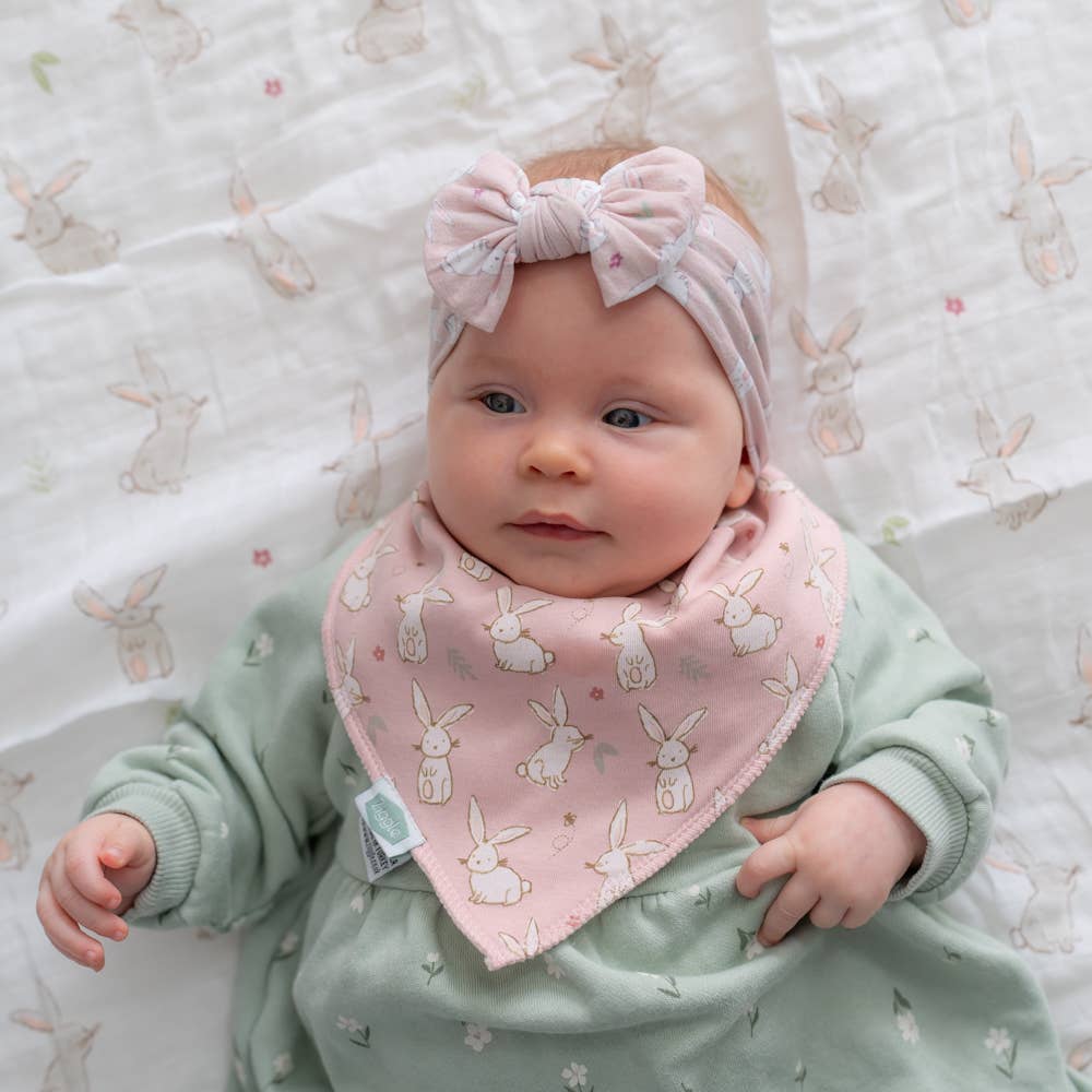 Dusky Pink Bunnies Top Bow Turban Headband for wholesale on Faire2