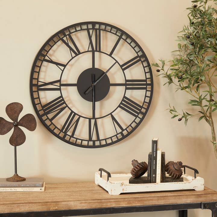 Contemporary Black Metal Wall Clock for wholesale by Deco Marché