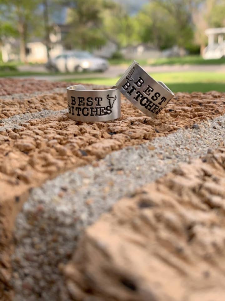 ‘Best Bitches’ Thick Ring Set for wholesale by Open Gate Designs