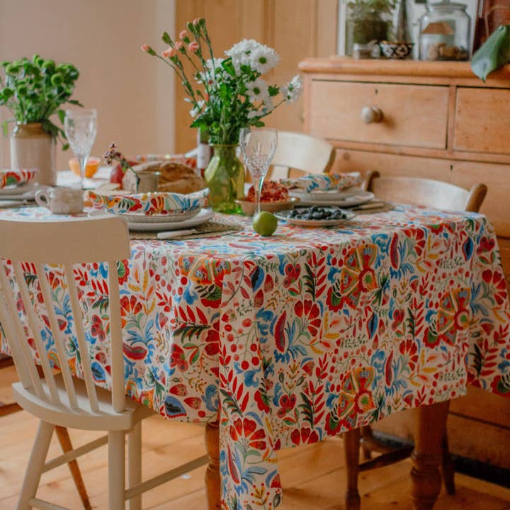 Flowery Summer Tablecloth - CHINNI RED for wholesale by Nanajon