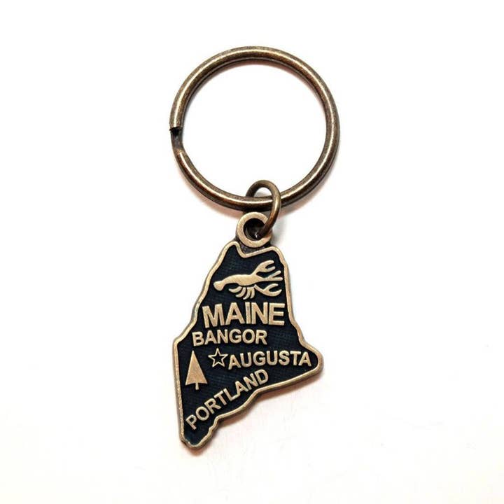 Maine Keychain - High Quality Thick Metal State Love for wholesale by Gleeful Peacock