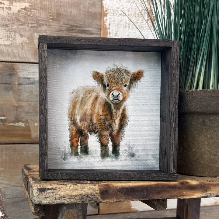 Small Highland Cow - Cute Baby Animal Wall Art - Framed Art for wholesale by Hangout Home