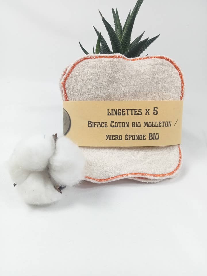 Sæt med 5 dobbeltsidede klude i økologisk bomuld, fleece og mikrofrotté for engroshandel hos ZHENZHI