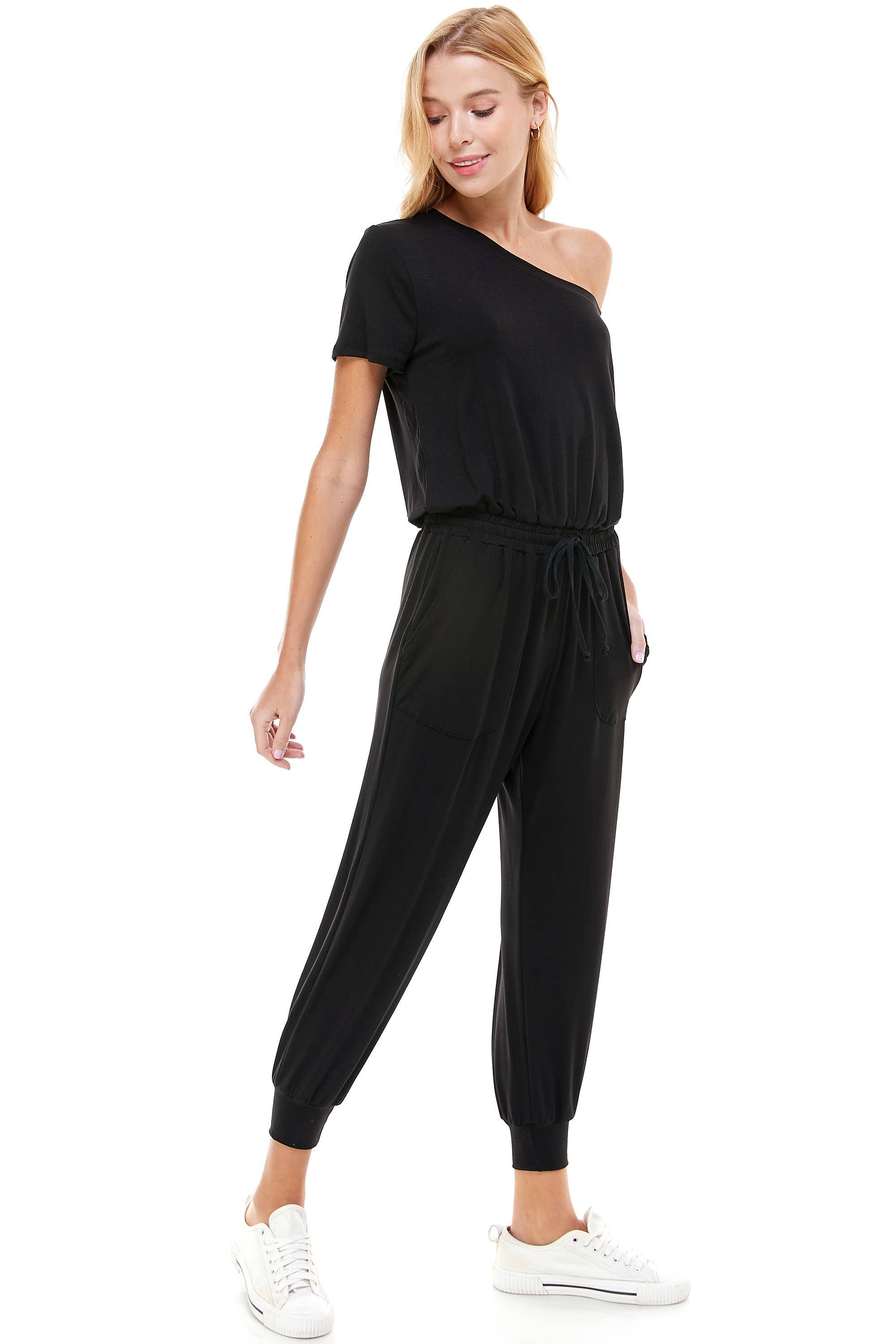 LOVING PEOPLE – wholesale Jumpsuit – Women's – Off Shoulder Elastic Waist Drawstring Jumpsuit6