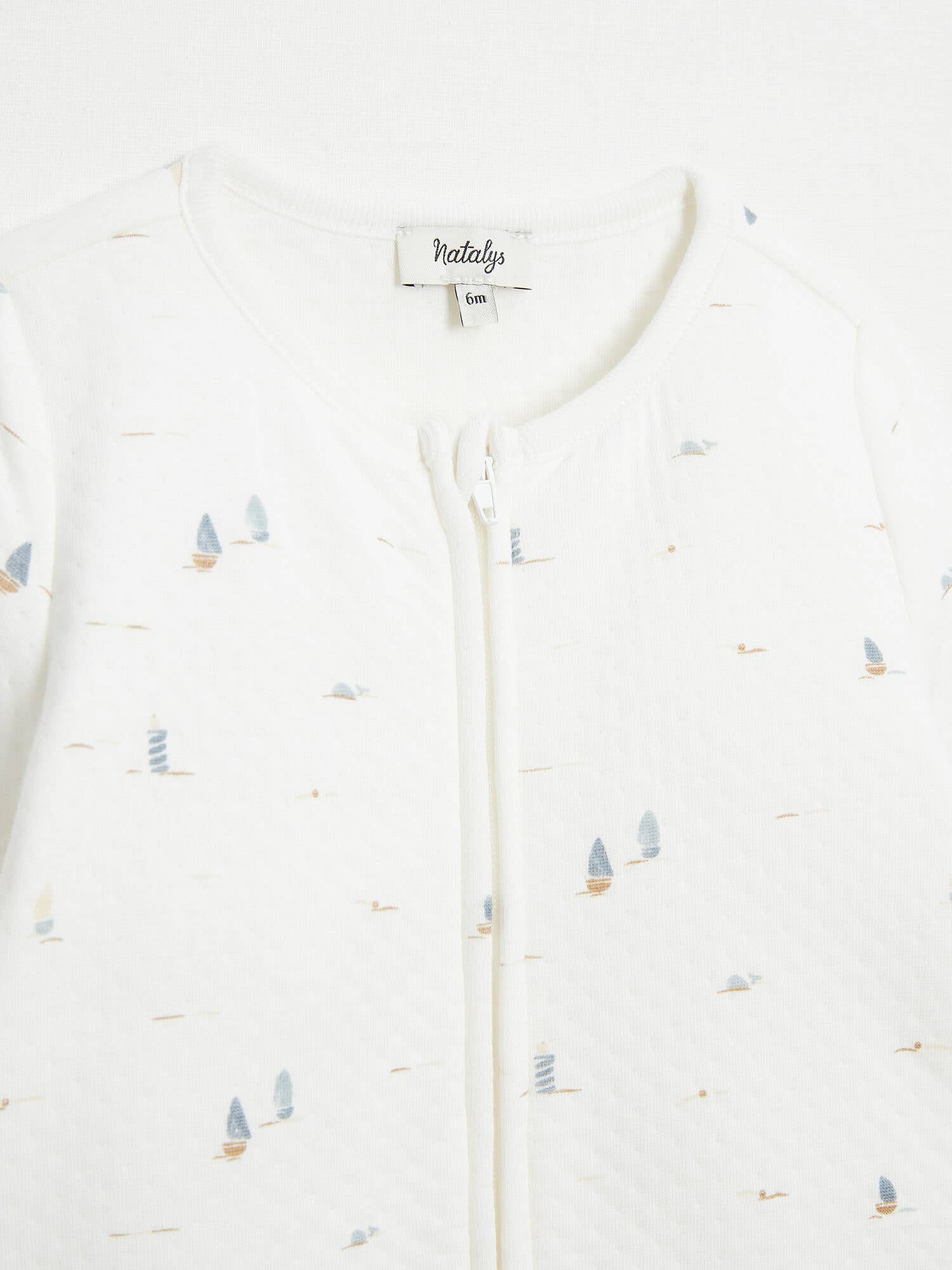 Ecru IZEO 23 Pima Cotton Full Zip Baby Sleepsuit for wholesale on Faire2