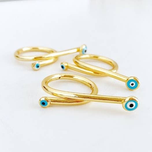 Evil Eye Ring, Double Bar Minimalist Ring, Gold Line Ring, Adjustable Ring for wholesale by Evileyefavor