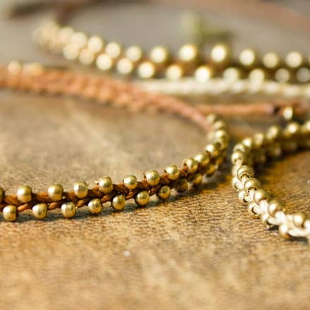 Simple brass beaded anklet » Handmade for wholesale by Nomadu