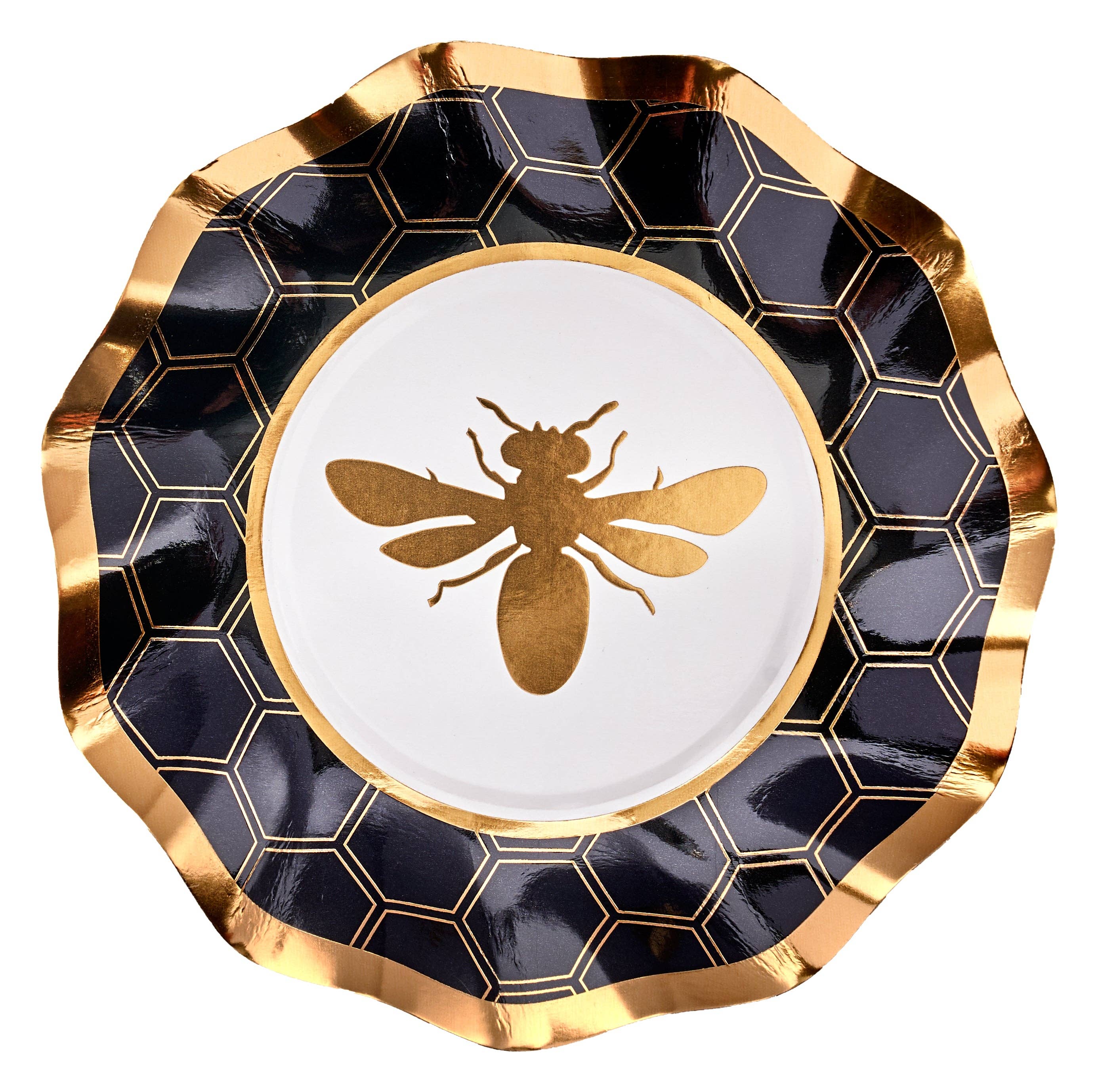 Sophistiplate - Wholesale Disposable Plate - Honeybee Wavy Paper Appetizer/Dessert Bowl/8pk0