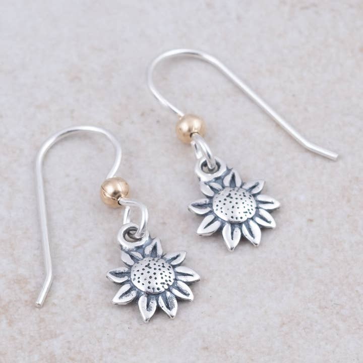 Plata de ley. Pendientes girasol de venta al por mayor en Faire0