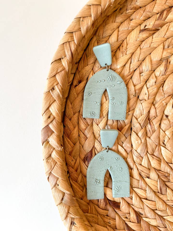 Beach Imprint Arch Dangle Earring for wholesale by From Heart & Soul Clay Co.