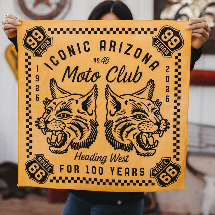 Heading West 100 Years Bandana - Route 66 for wholesale by Iconic Arizona