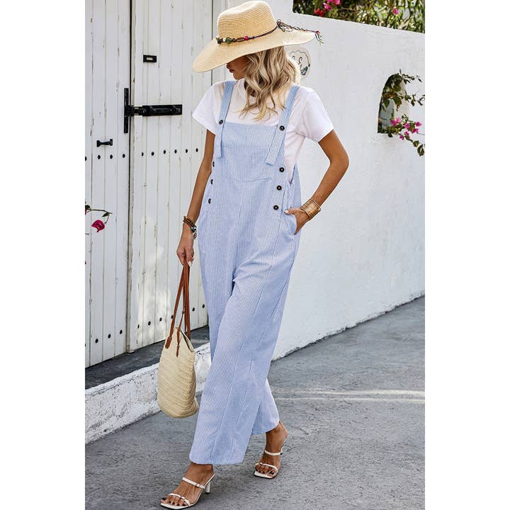 GREEN Solid Square Neck Button Trim Pockets Jumpsuit for wholesale on Faire20