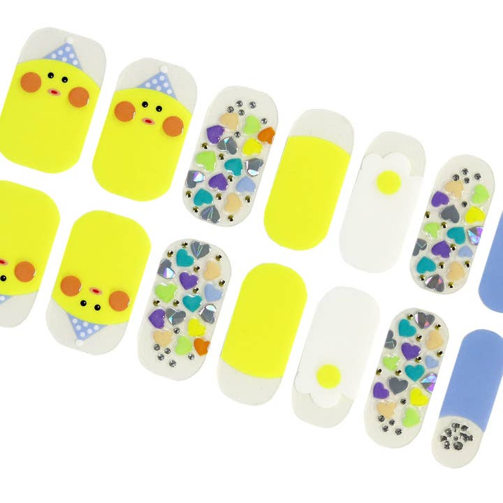 ClebleNails – Großhandel Nailart/Nagelsticker – Nette Cartoon-Nagelwickel/Gelbe Ente DuduDuck Nagellackstreifen/3D-Tier-Nagel-Aufkleber/ Kinder-Nagelwickel/Bunte Kawaii-Nagelwickel