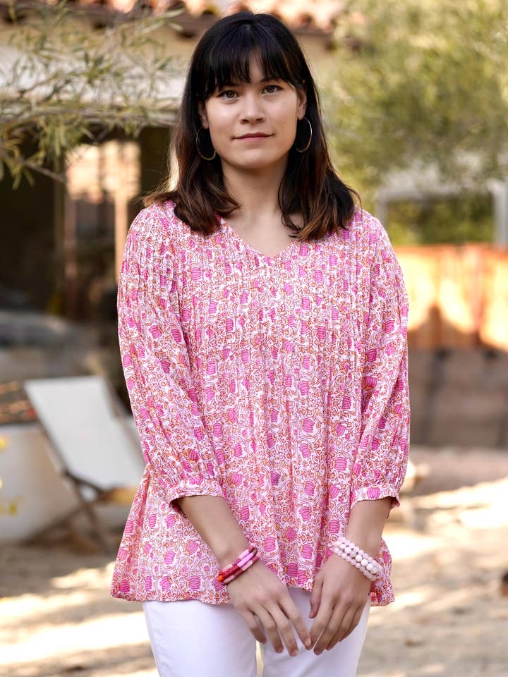 Alya Blommig topp Elfenben-Rosa för wholesale av Dolma