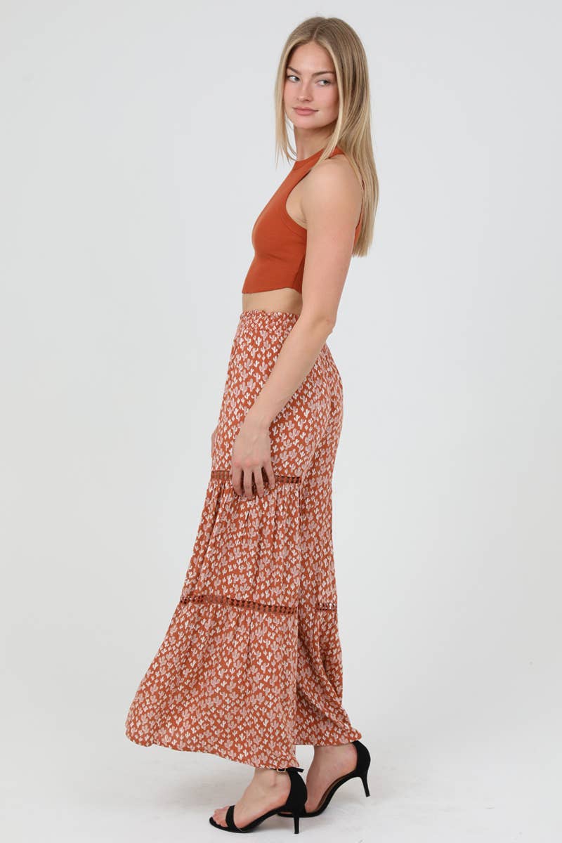 ANGIE – wholesale Pants – Women's – 25R84-W980 ELASTIC WAIST WIDE LEG PANTS WITH LACE TRIM1