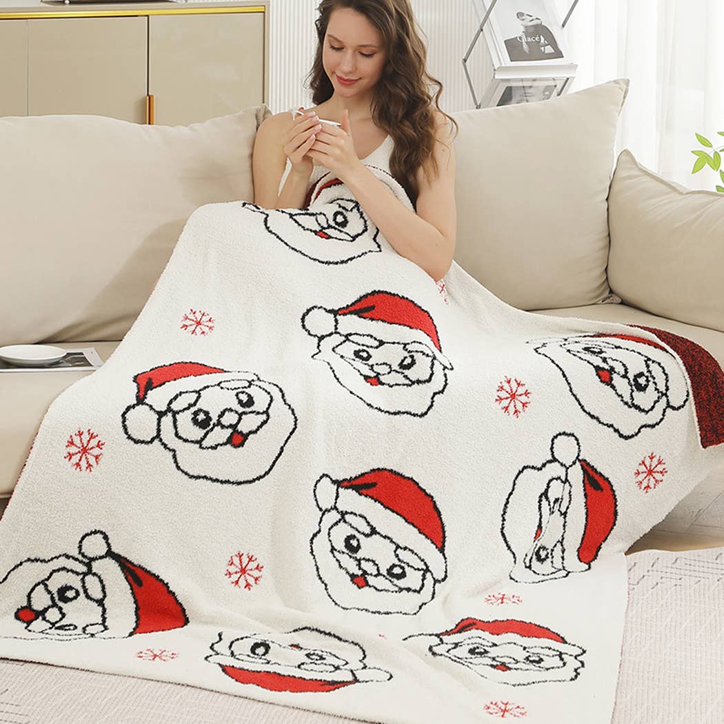 Christmas Santa Pattern Cozy Soft Throw Blanket  for wholesale on Faire1