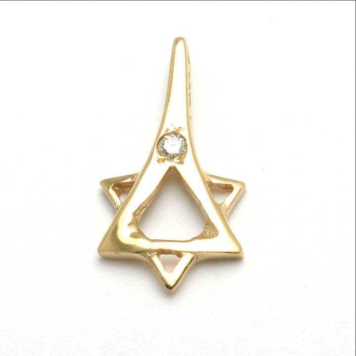 14k Yellow gold Jewish Star of David Pendant Modern Diamond for wholesale by Bareket Fine Jewelry