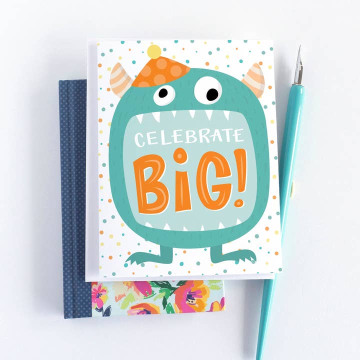Pedaller Designs - Wholesale Birthday Card - Celebrate Big Kid's Monster Birthday Card3