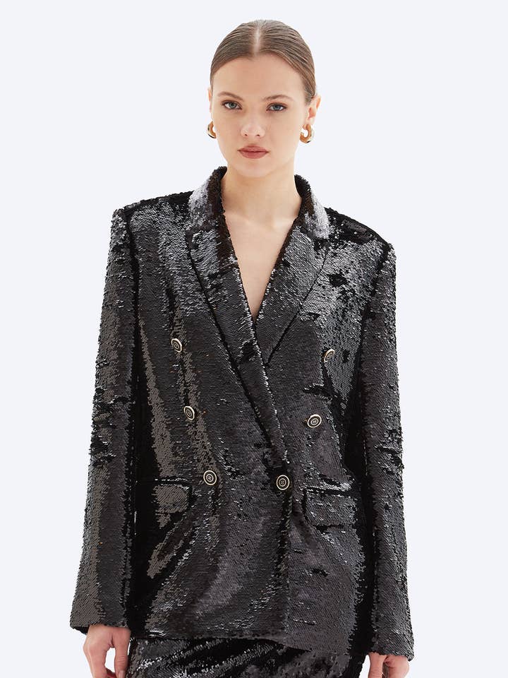 STELLA PAILLETÉE - Blazer Classique Croisé pour la vente par CHRLDR
