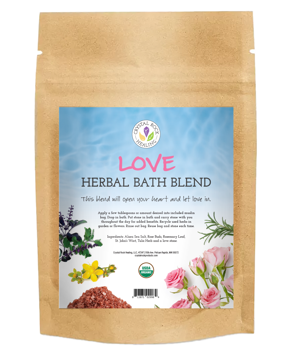 Crystal Rock Healing, LLC - Wholesale Bath Salts - Bath Blend Organic- Love1