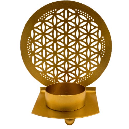 Green Tree - Wholesale Candle Holder - TeaLight Holder Flower of Life Gold 10x11 cm