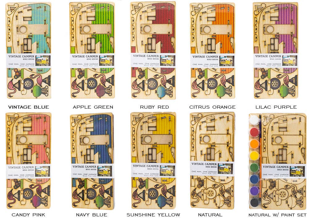 One Man One Garage - Wholesale Bird House - Vintage Camper Bird House Scale model playset you can build and use! Bring back the love of travel!1