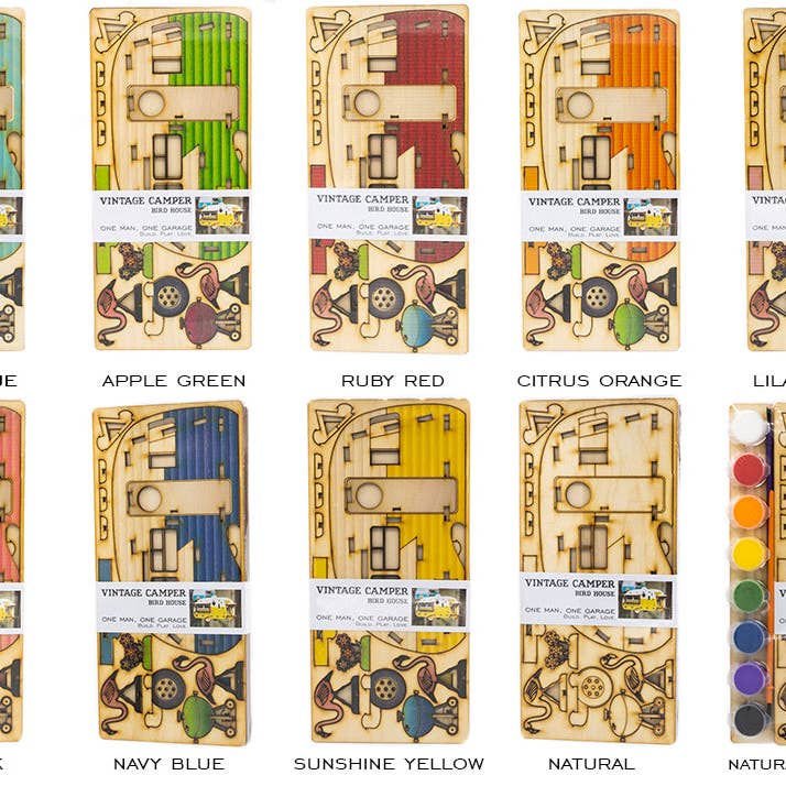 One Man One Garage - Wholesale Bird House - Vintage Camper Bird House Scale model playset you can build and use! Bring back the love of travel!1