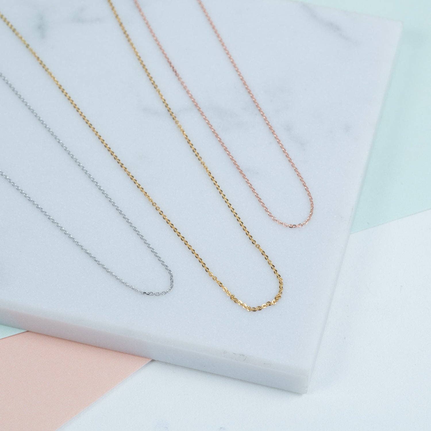 Auree Jewellery – wholesale Link & chain necklace – Marylebone 9ct Rose Gold Fine Trace Chain3