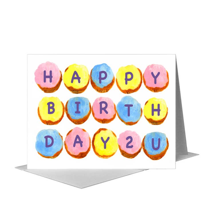 Cupcakes frais, carte de vœux (n°7023B) pour la vente par Printed Canvas