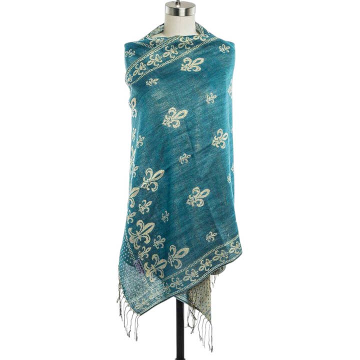LA Jewelry Plaza - Wholesale Scarf - Women's - Fleur De Lis Print Pashmina Shawl Scarf3