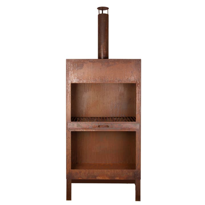 Esschert Design USA - Wholesale Outdoor Grill Tools - Terrace Heater w/Wood Storage, Steel, Rust - X Large0