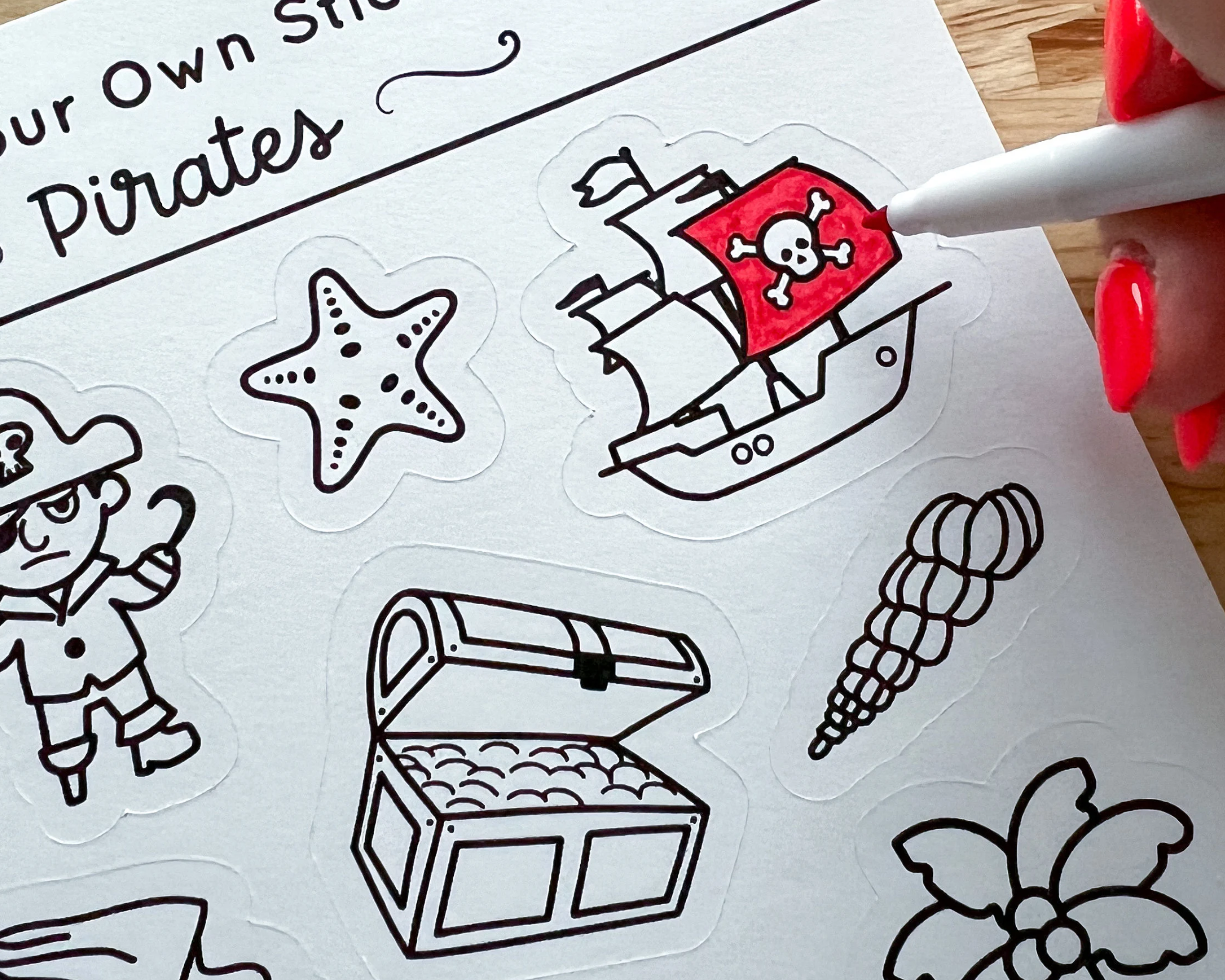 Calenlou Crafts - Wholesale Sticker - Kids & Baby - Pirate Color Your Own Stickers 1