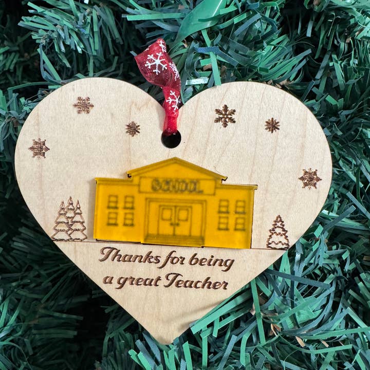 Christmas Ornament for Teacher, Handmade Farmhouse Style for wholesale by J&K Canfield Creations