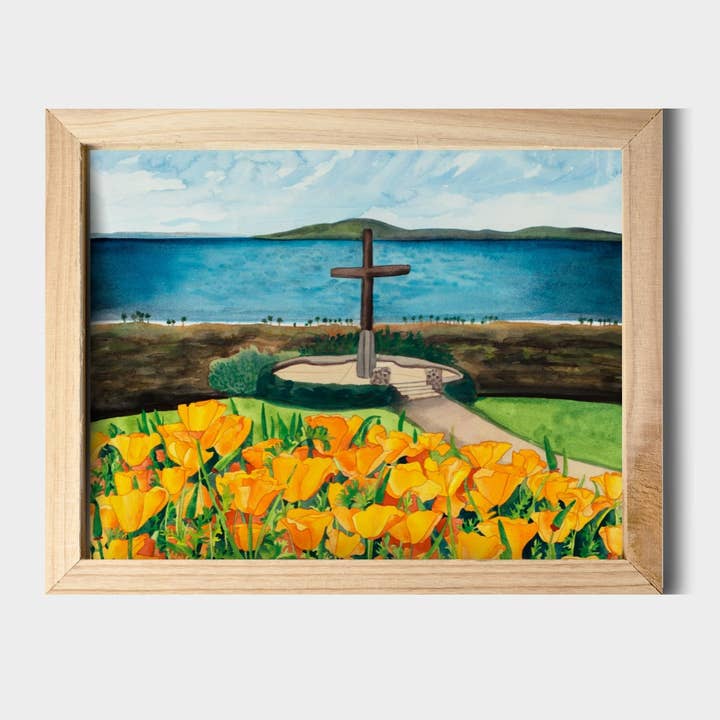 Padre Serra Cruz Ventura Arte em aguarela 11"x14" Impressão por atacado de Chloe Marie Hourdequin Designs