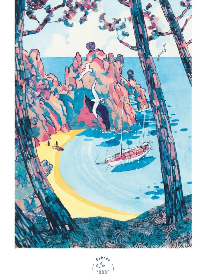 Poster - Sailing boat at anchor for wholesale by freres-delacote