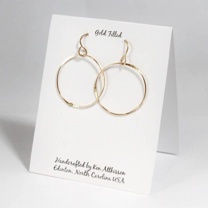 14k Gold Filled Earrings Large Circle for wholesale by Ken’s handcrafted jewelry