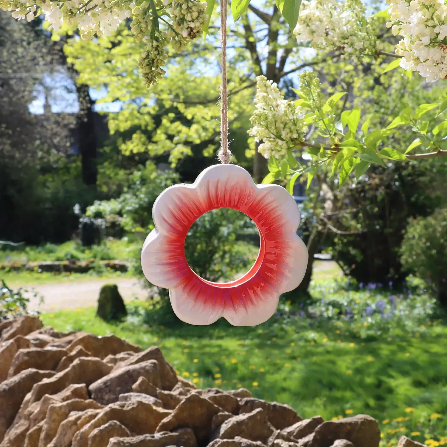 Wildlife World - Wholesale Bird Feeder - Wild Poppy Ceramic Hanging Bird Feeder2