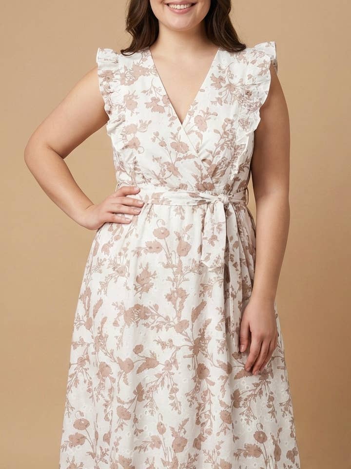 LP16815 taupe long sleeveless dresses with embroidery for wholesale by Lilie Rose