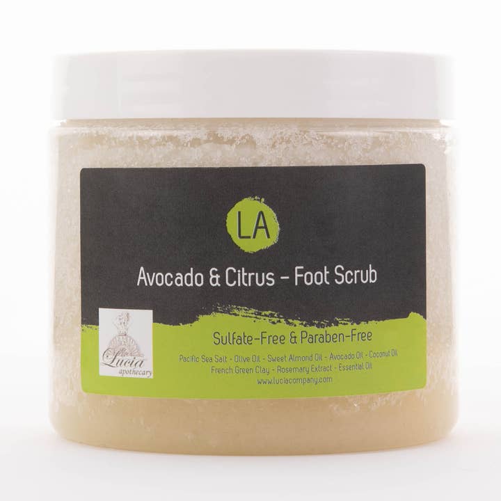 Avocado Citrus Foot Scrub (Salt) for wholesale by Lucia Apothecary, LLC