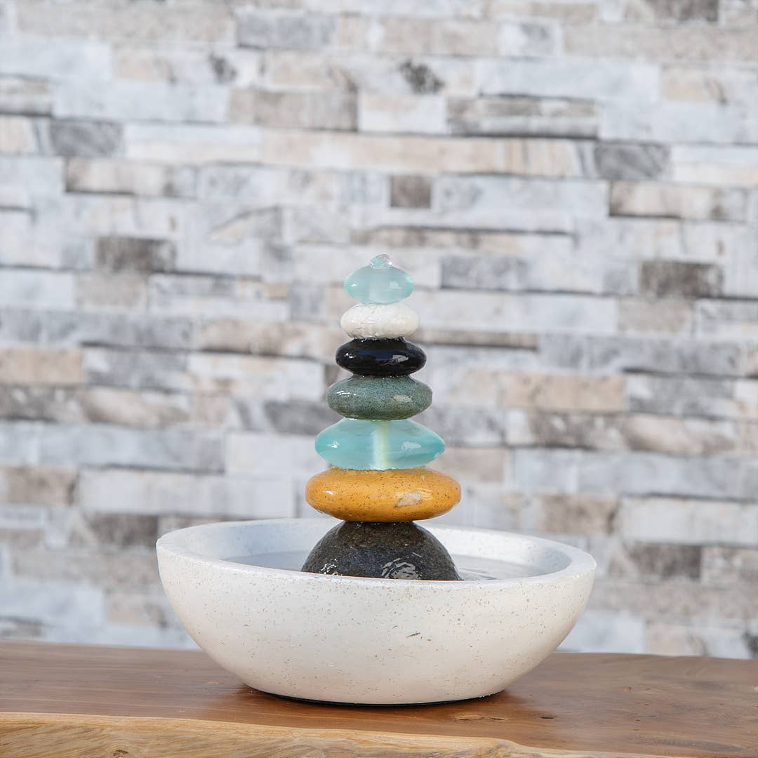 Garden Age Supply - Vente Figurine décorative - Fontaine à eau Cairn en verre1