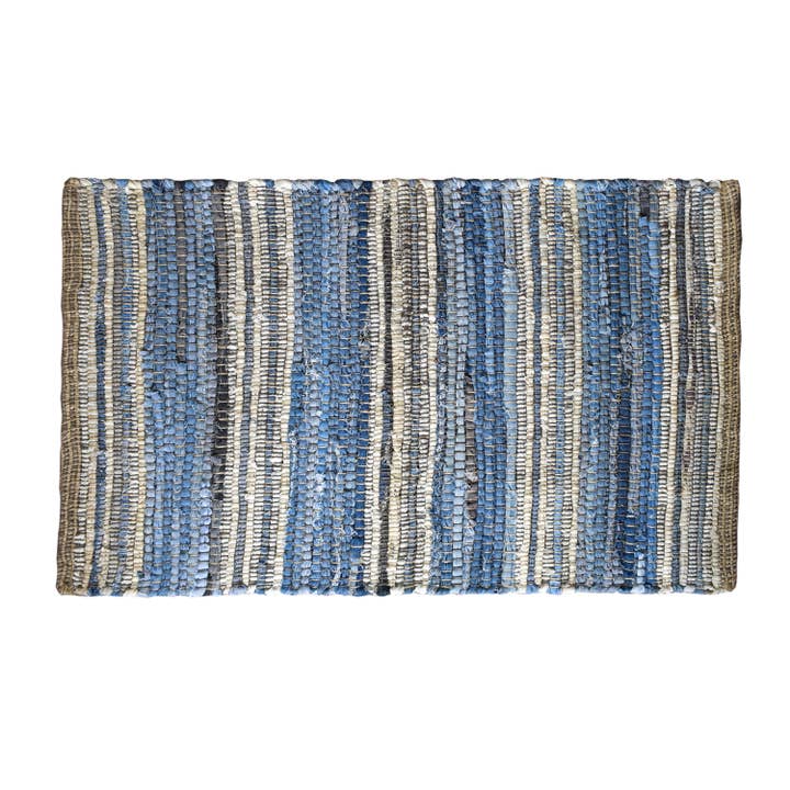 MULTI Indigo vloerkleed van gerecycled denim en leer voor groothandel op Faire