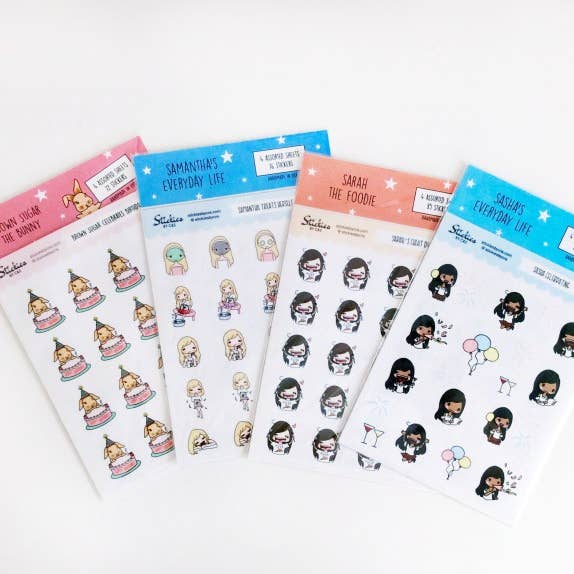Sarah the Foodie Sticker Pack for wholesale by Stickies by C&S