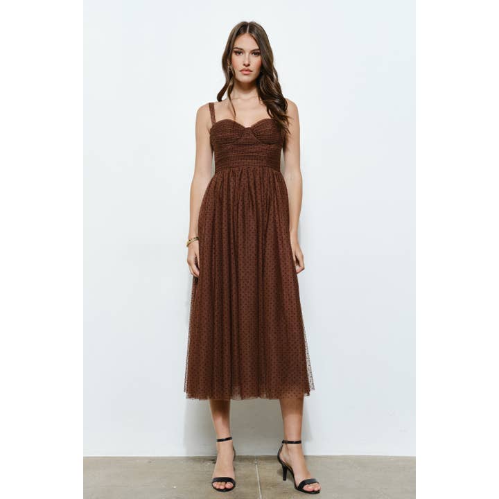 INA - Wholesale Dress - Women's - Polka Dot Tulle Bustier Midi Dress16