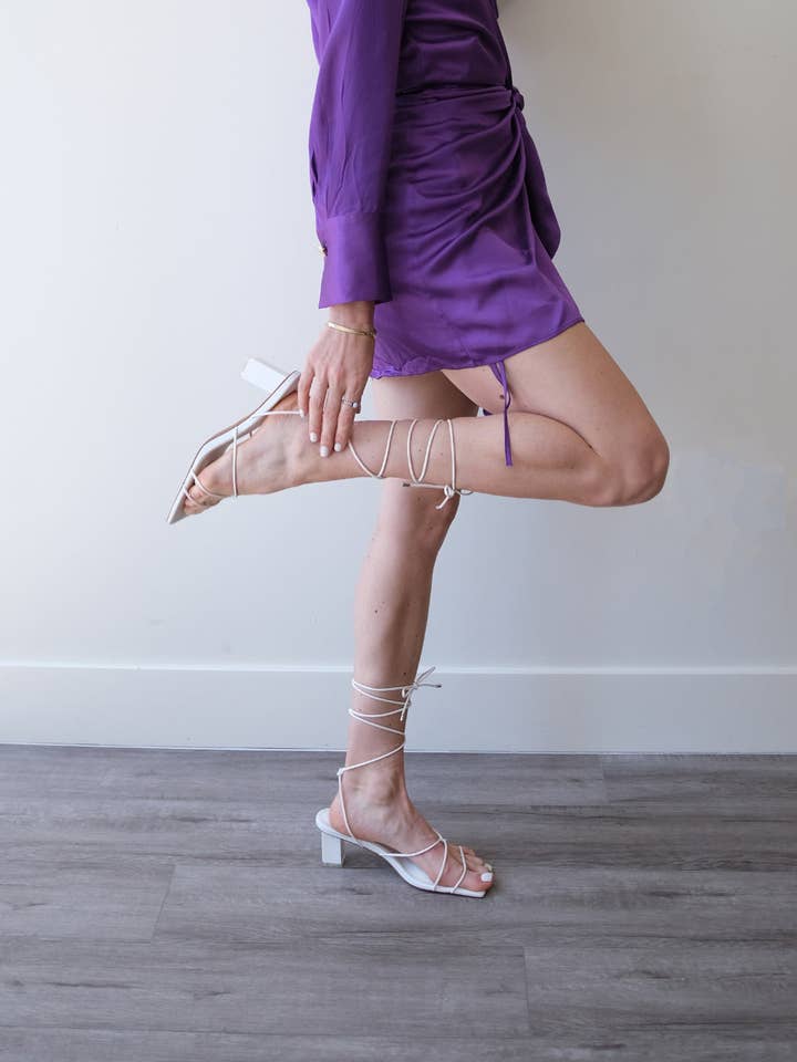 Bio-based Italian Leather Cushioned Strappy Laced Up Heel for wholesale by Volair