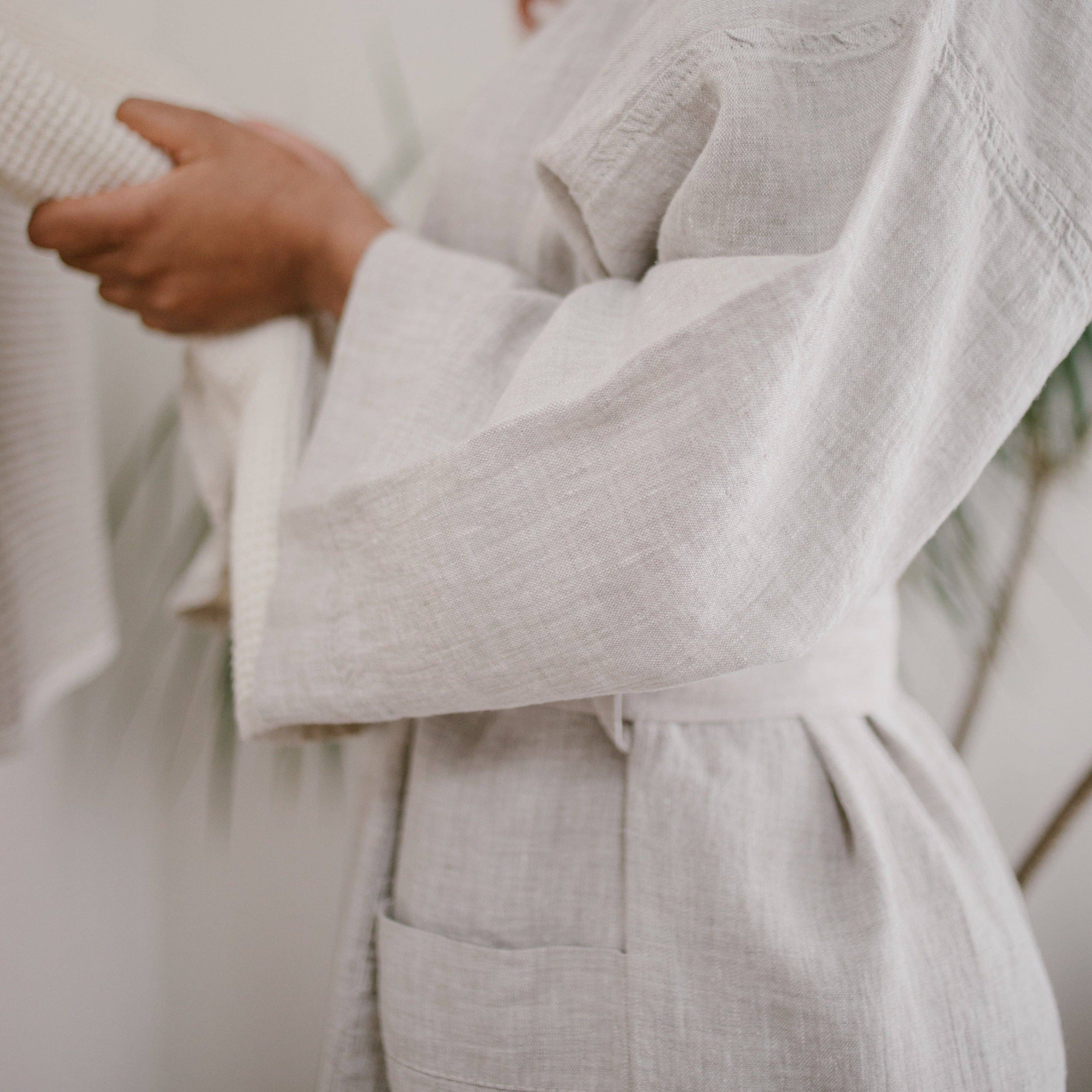 Beflax Linen - Vente Peignoir – unisexe - Peignoir en lin style kimono unisexe10