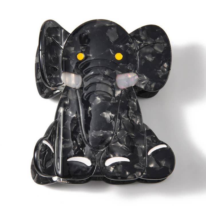 Adorable Black Marble Elephant Animal Hair Clip for wholesale by SoapElenGlen