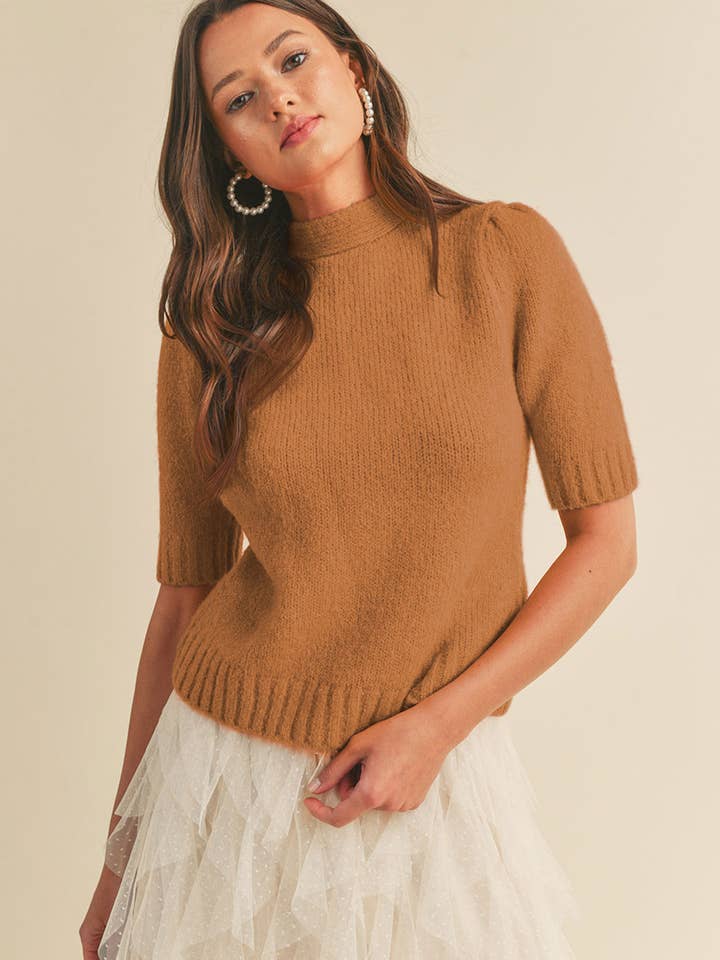 &MERCI - Wholesale Knit Sweater - Women's - MOCK NECK TIE BACK SWEATER MSW1029414