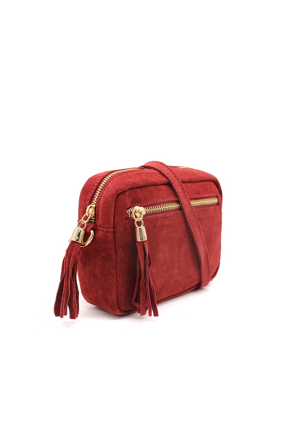 Ellas Trading – wholesale Crossbody bag – Women's – Casual Italian Genuine Suede Crossbody Bag with Tassel Zippe22